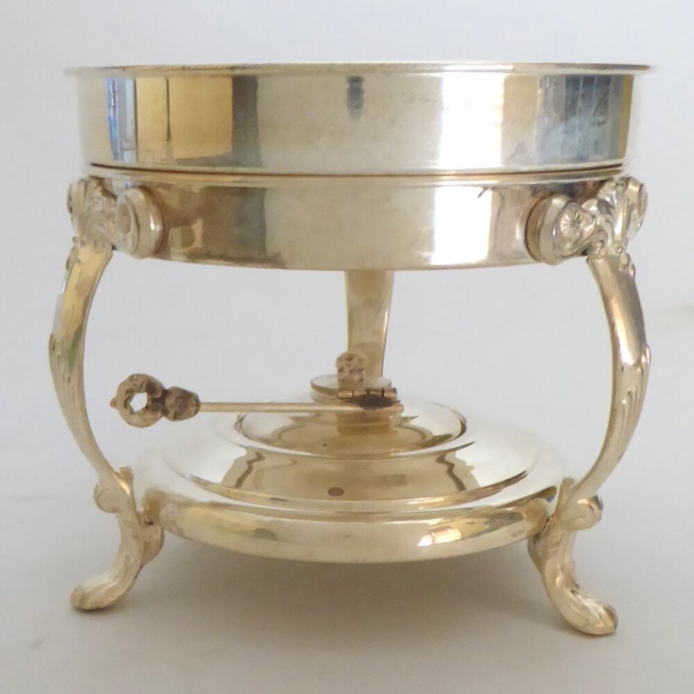 VINTAGE SHERIDAN SILVER CO. WARMING CHAFING DISH SILVER OVER COPPER 3 PIECE SET